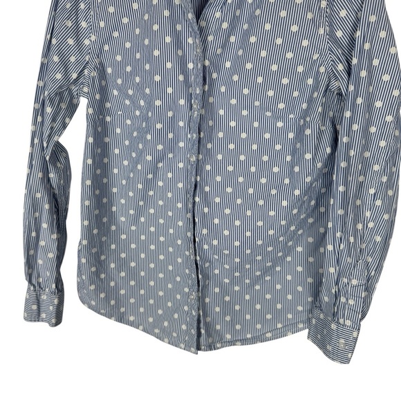 Boden Relaxed Weekend Shirt, Polka Dots + Stripes, Size 4 - Picture 3 of 8